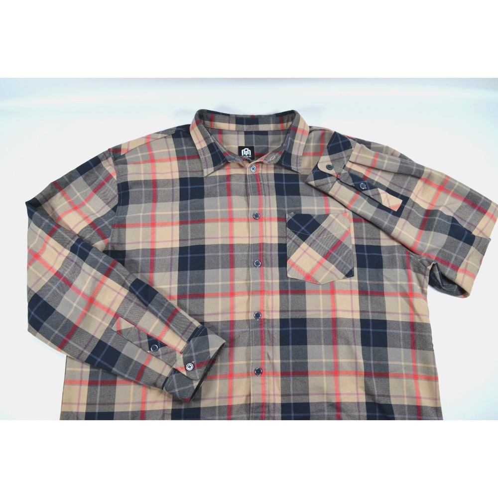 Lot of 2 Into The AM Flannel Shirts Mens 2XL Brown Black & Cream Red Black - Picture 5 of 16